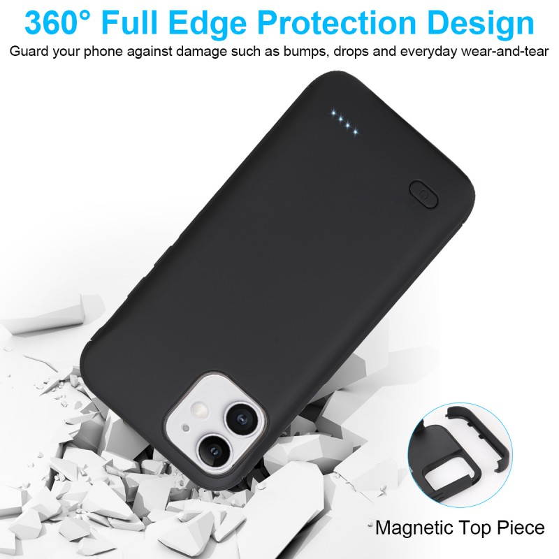 6500mAh Battery Charging Case For IPhone 12/12 Pro/12 Pro Max/12 Mini, Rechargeable Full Package Portable External Battery Case