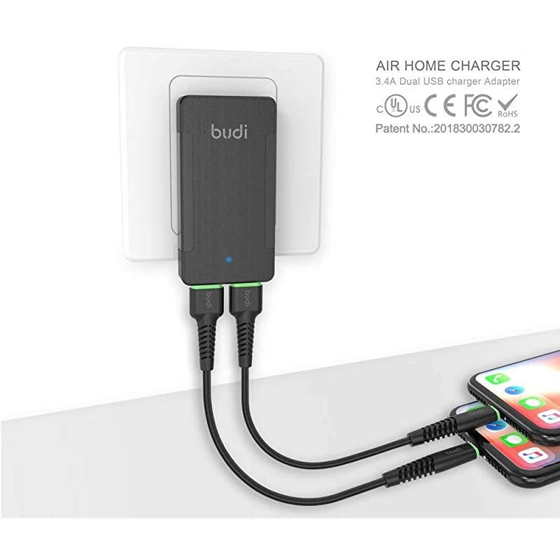 17W Extra Slim Portable Wall Charger 2-Port USB-A Charger 3.15 x 1.57 x 0.4 inches