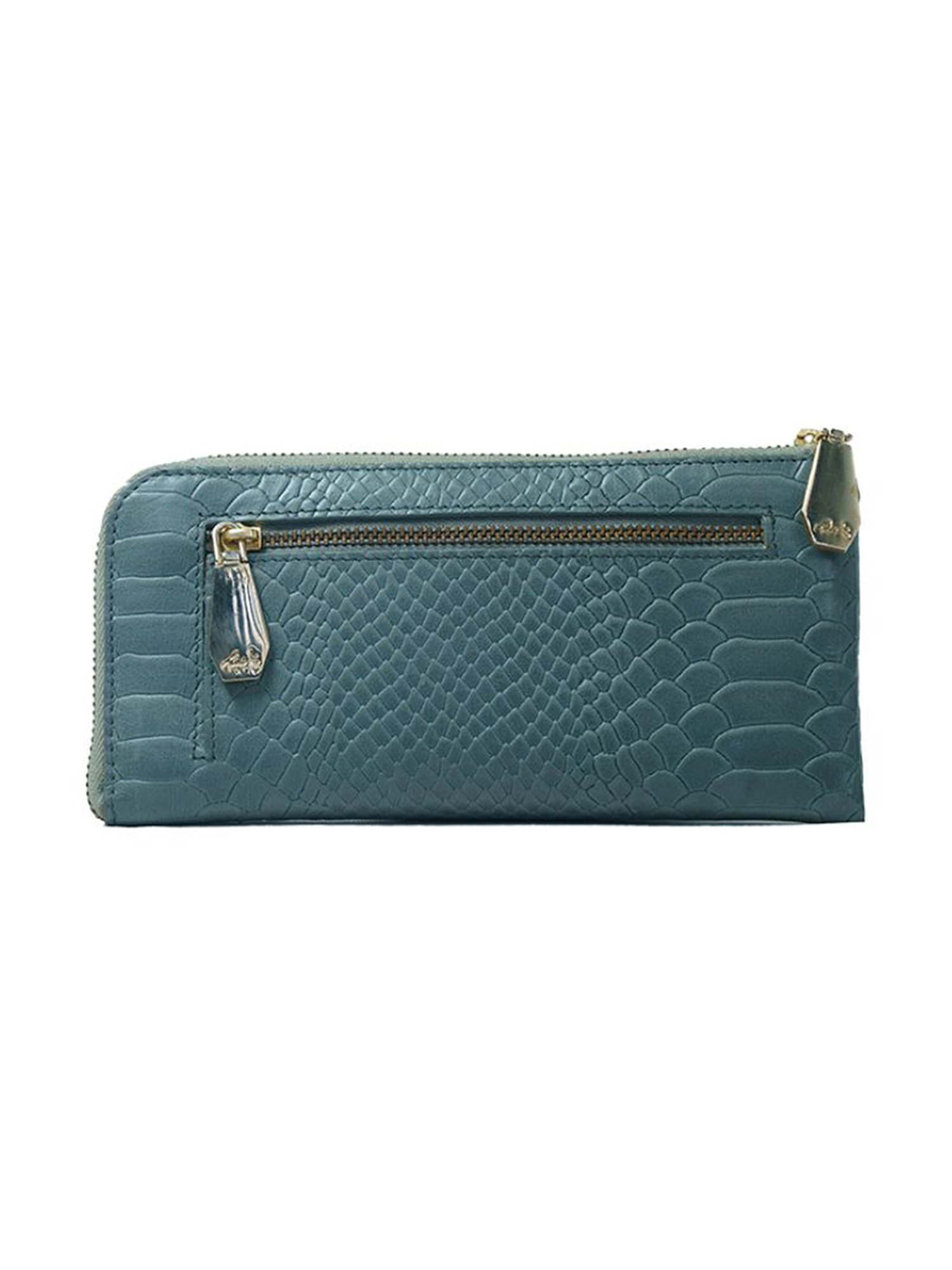 RI2K London Teal Leather Animal Effect Zip around Wallet