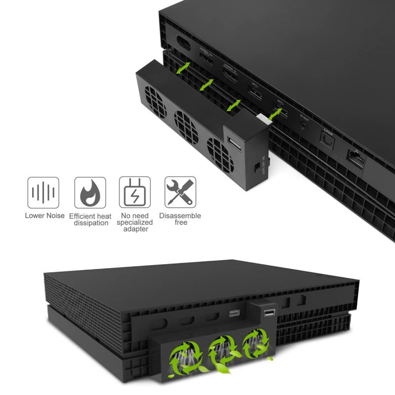 ROME CARE New USB Cooling fan for Xbox One X Console,Cooling System for Xbox One X with 3 Cooling Fans and 2.0 USB Port - Only for Xbox one X-Black