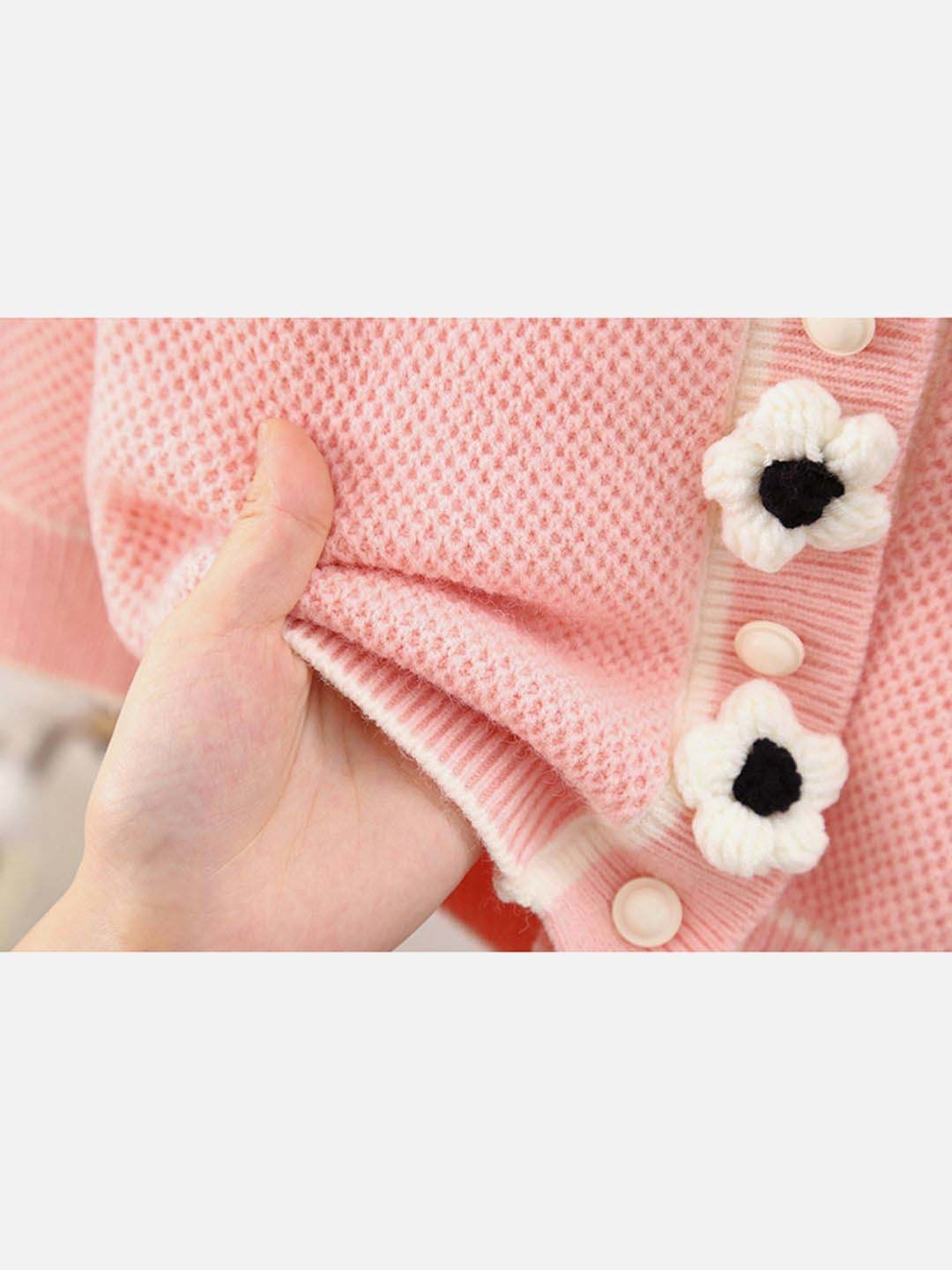 Little Surprise Box Pink Applique Full Sleeves Cardigan