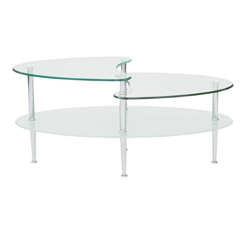 Glass Oval Living Room Metal Coffee Table - Saracina Home