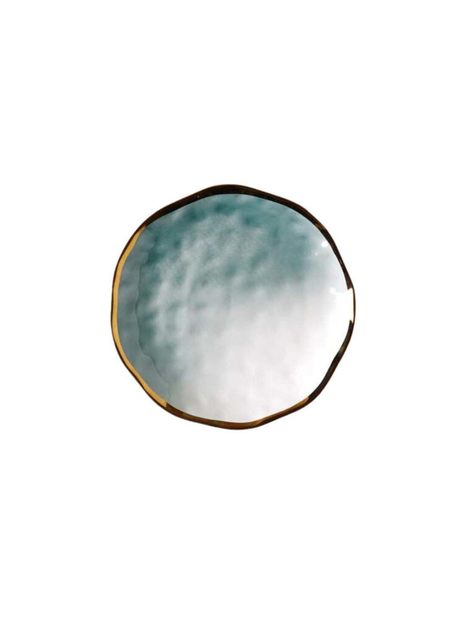 Nestasia Premium Quality Glazed Green Ceramic Ombre Dinner Plate With Gold Rim For Dining Table 10"