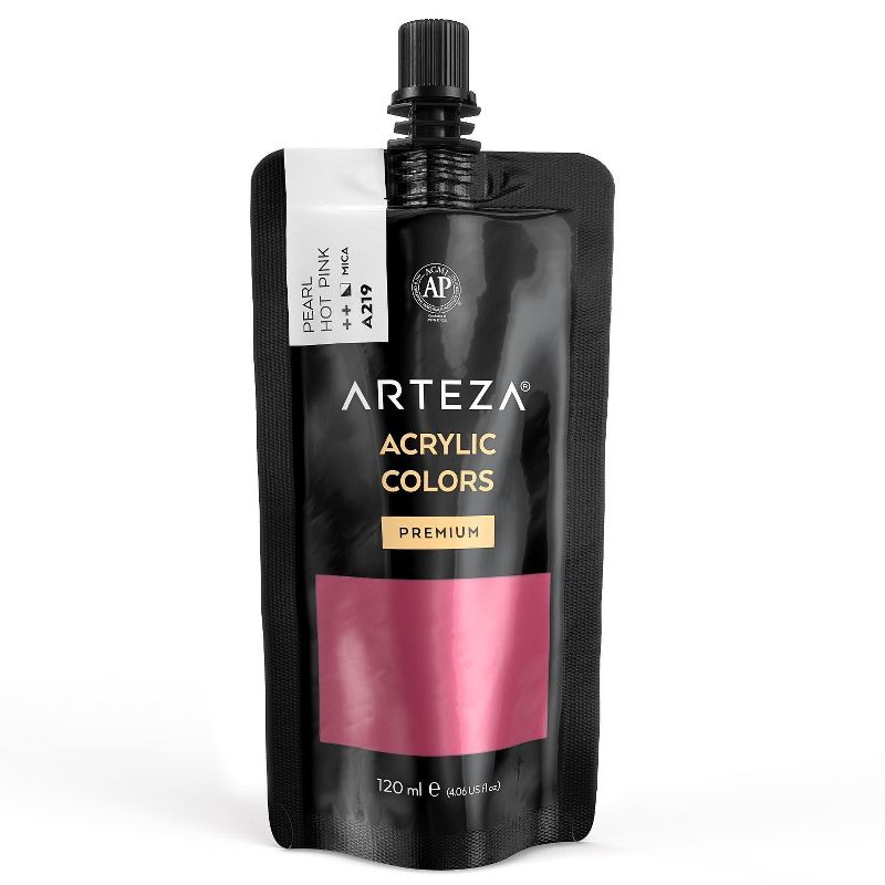 Arteza Metallic Acrylic Artist Paint, Pearl Hot Pink, 120ml  - Single Color (ARTZ-9946)