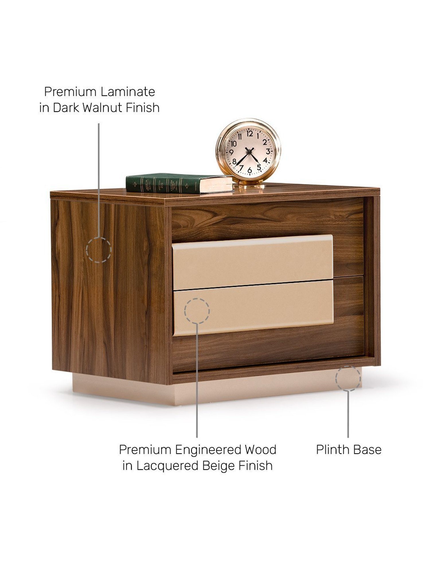 Durian Cecilia Brown Engineered Wood Bed Side Table