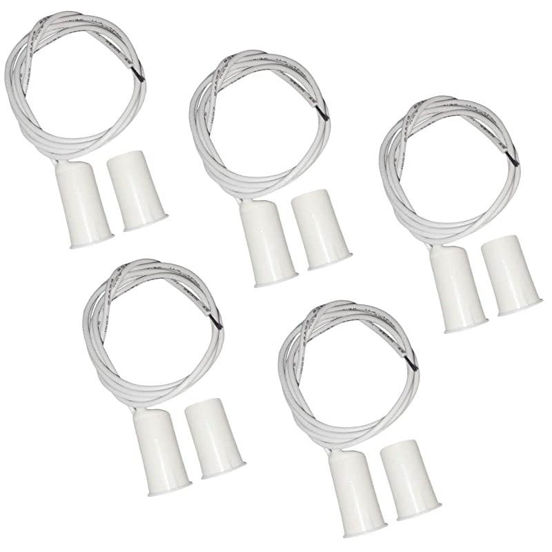 5 Sets Recessed Wired Magnet Reed Switch Window Door Magnetic Contact Sensor Alarm White