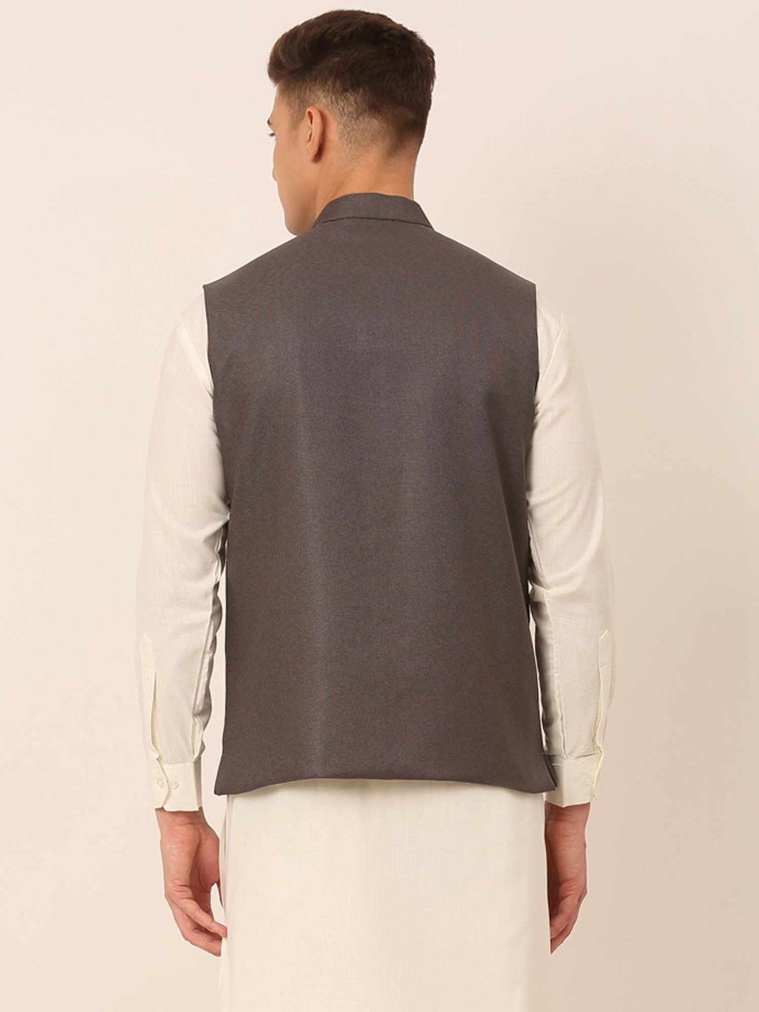 Jompers Black Regular Fit Nehru Jackets