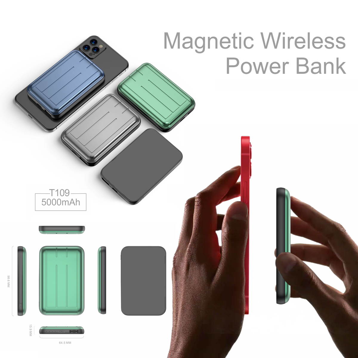 Mag-safe wireless power bank Magnetic Typc usb C 15W PD fast charging 5000mah battery for iphone 12 / 12 mini / 12 pro / 12 pro max