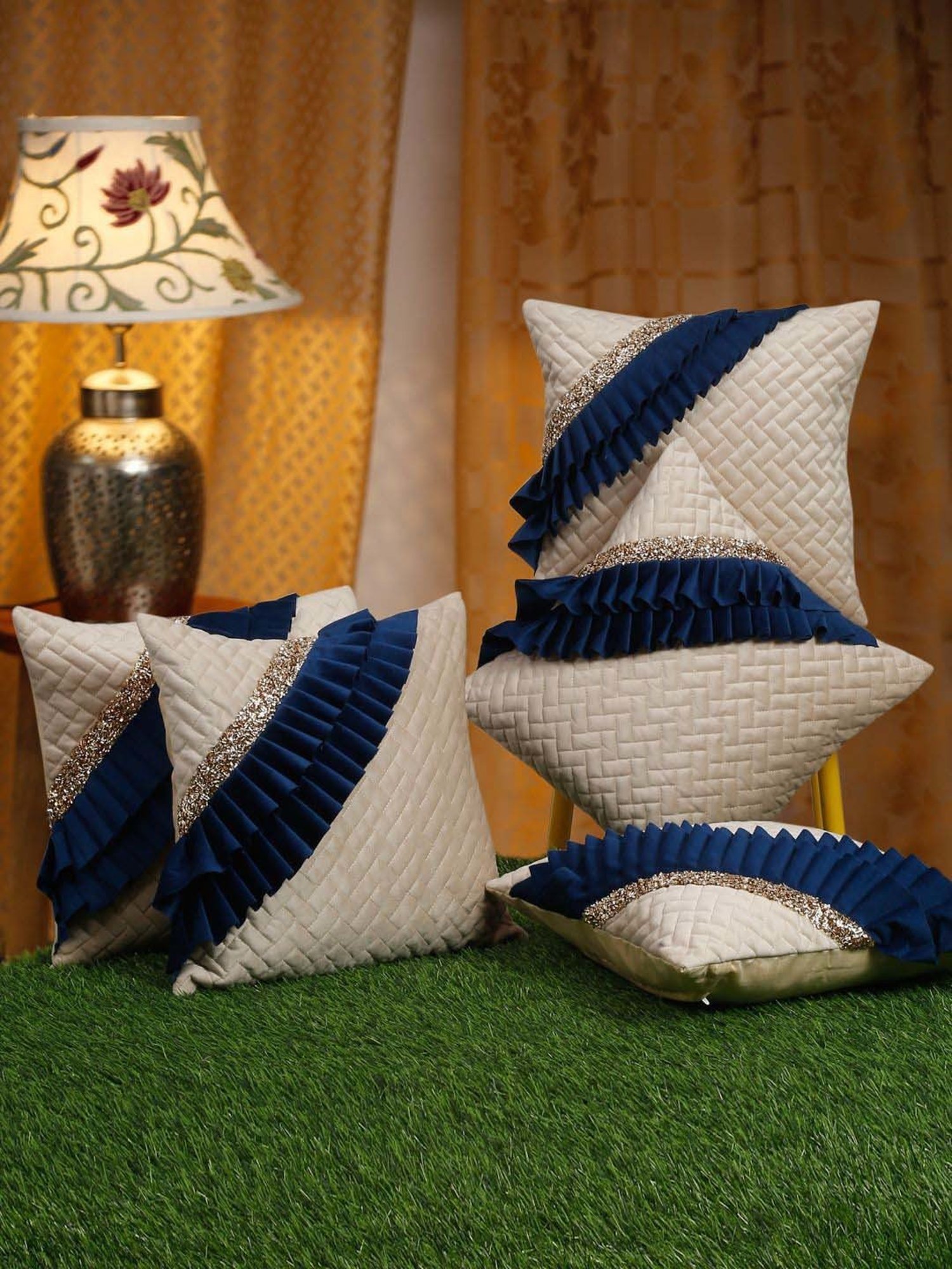 Swayam Multicolor Cotton 40 cm x 40 cm Cushion Covers - Set of 2