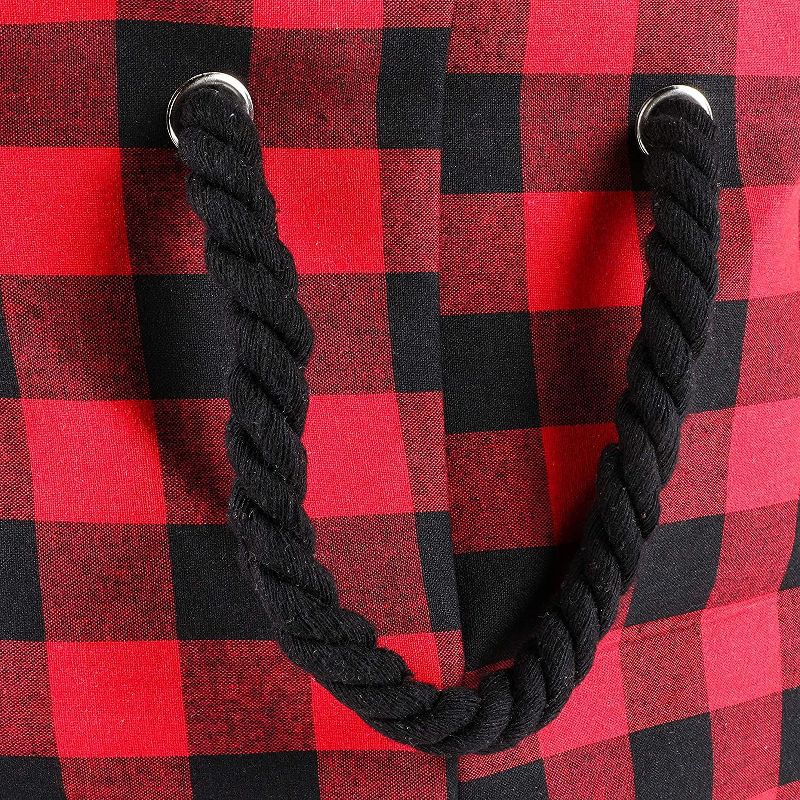 Okuna Outpost Foldable Storage Bin with Rope Handles, Buffalo Plaid (17 x 12 x 15 In)