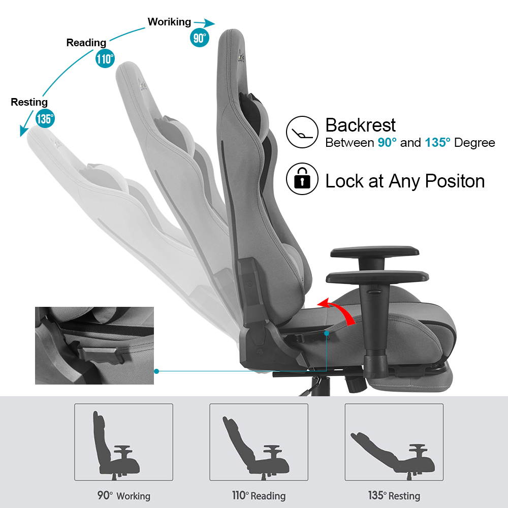 Eclife High Back Computer Game Chair with Adjustable Massage Lumbar Support and Headrest Racing Style Swivel Executive Office Desk Gaming Chair