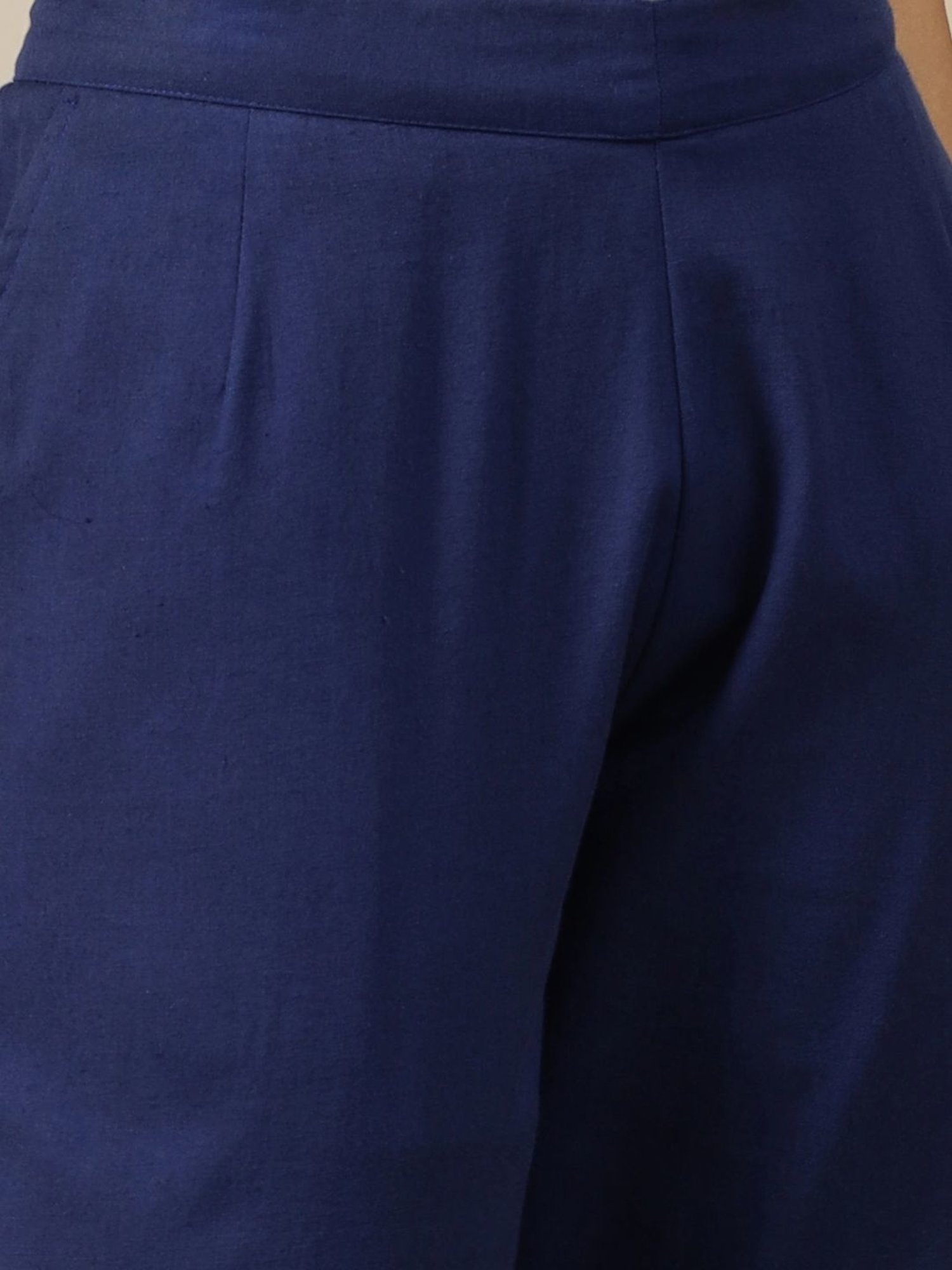 Aurelia Blue Cotton Plain Pants