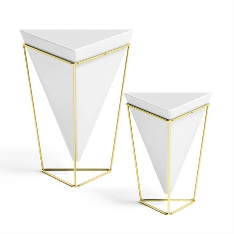 Set of 2 Trigg Tabletop Vessels White/Brass - Umbra