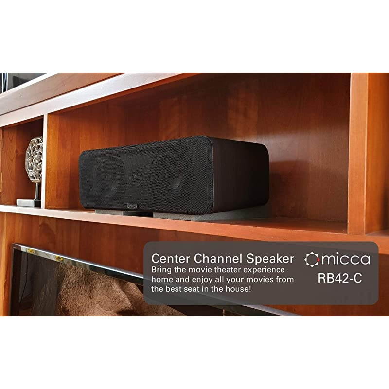 RB42C Center Channel Bookshelf Speaker with 4Inch Woofers and Silk Tweeter Dark Walnut Each