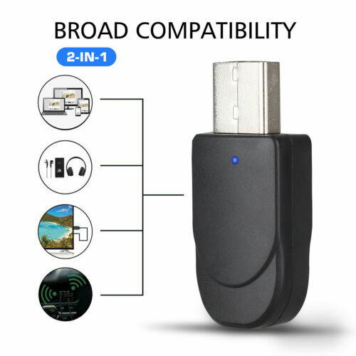 2in1 USB Bluetooth 5.0 Transmitter Receiver Adapter For TV PC Headphone Speaker