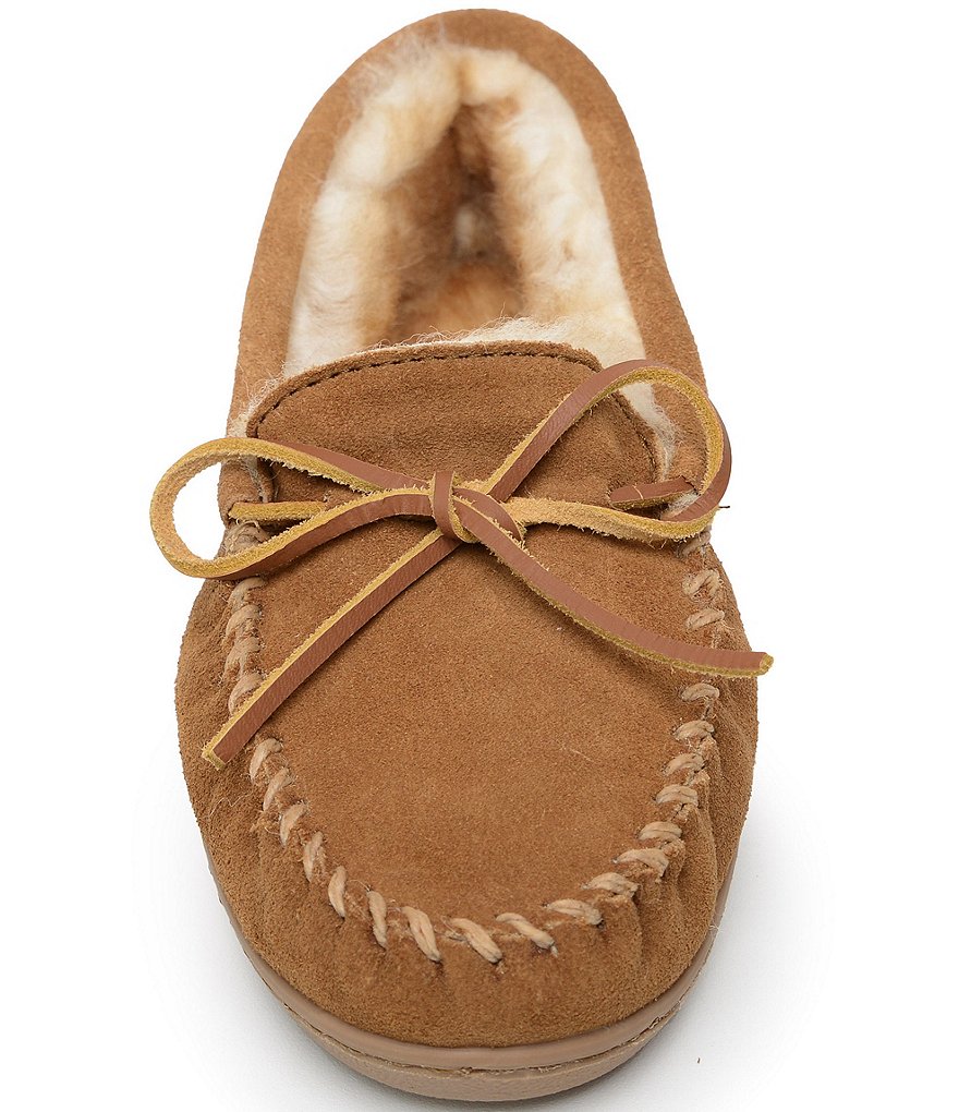Minnetonka Sheepskin Suede Hardsole Moccasins