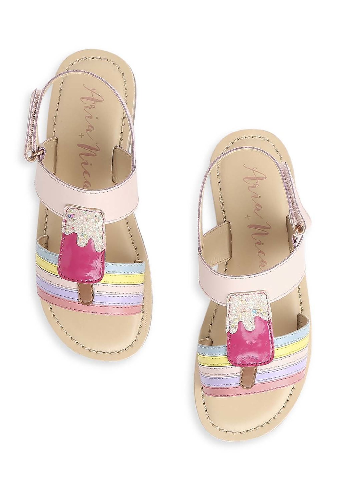 Aria Nica Kids ICY Pink & Yellow Casual Sandals