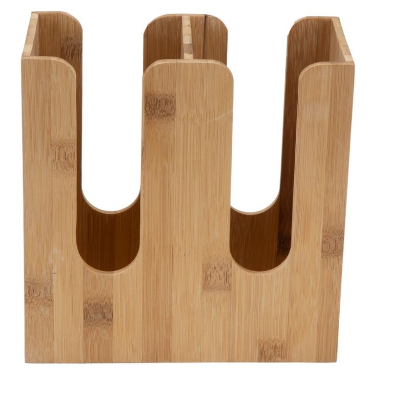 Mind Reader 2 Row Cup and Lid Organizer Stand Holder, Bamboo Brown