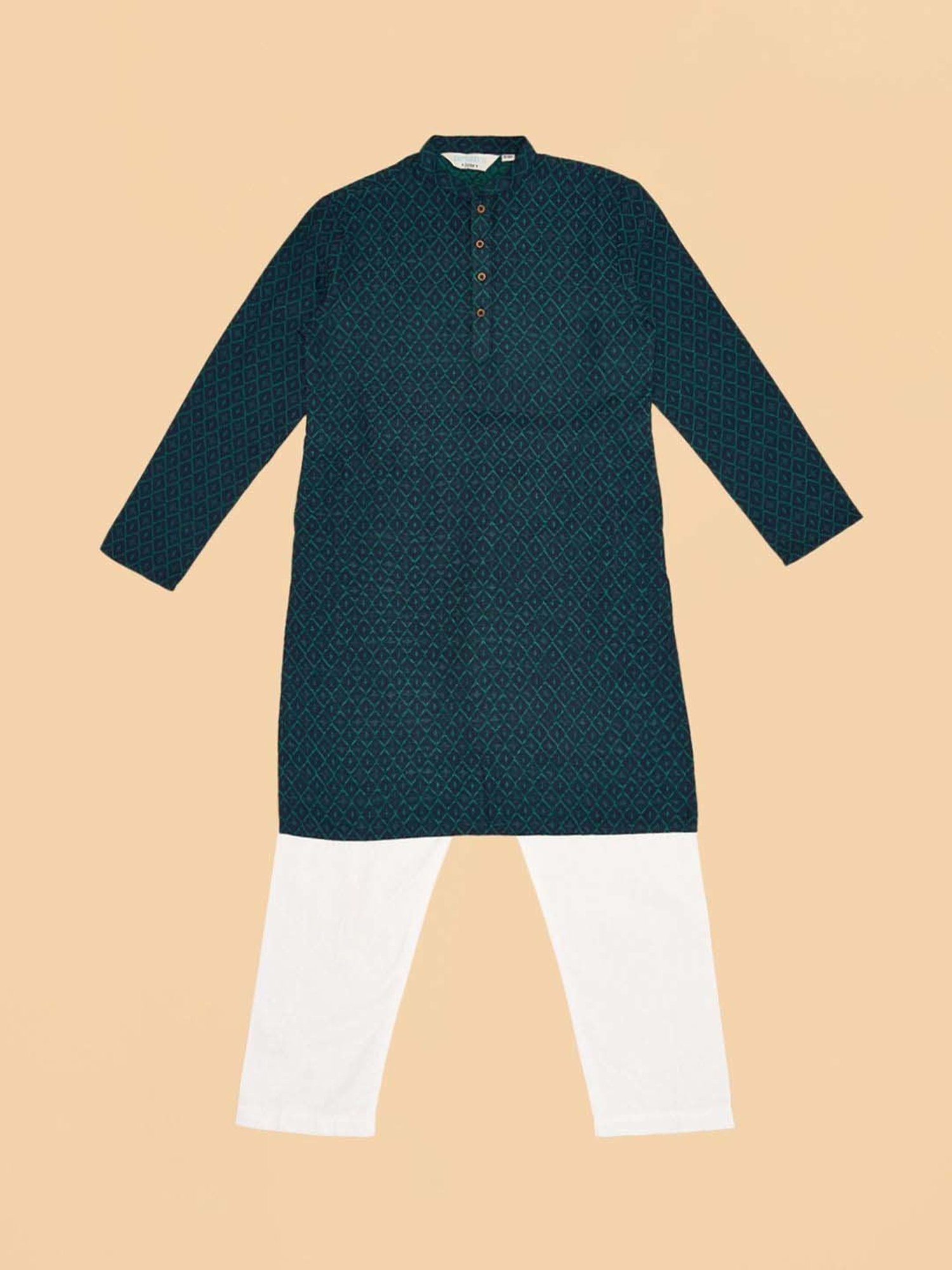 Indus Route by Pantaloons Boys Hydro Cotton Printed Full Sleeves Kurta Sets