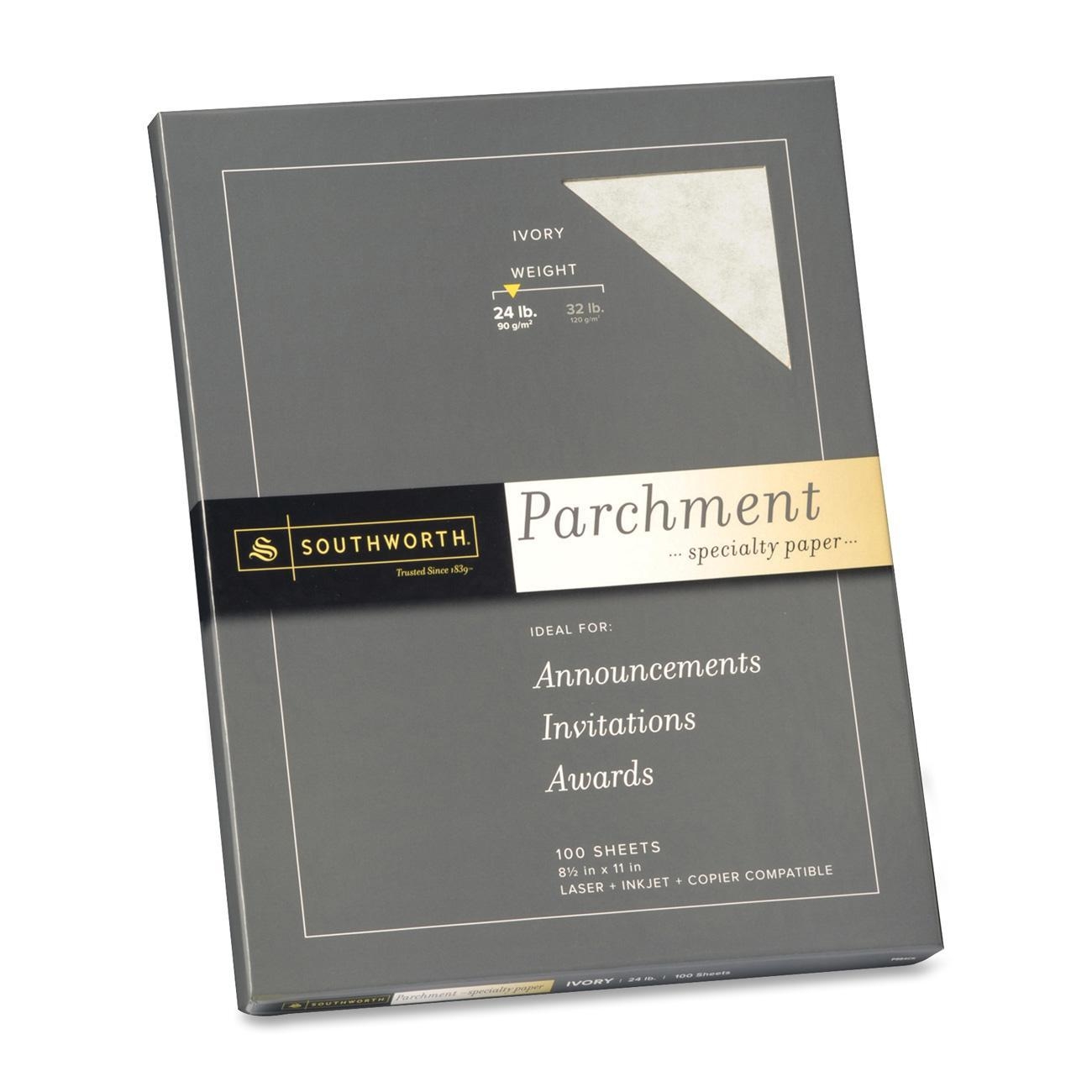 Southworth P984CK Parchment Specialty Paper, 24 lbs., 8-1/2 x 11, Ivory, 100/Pack