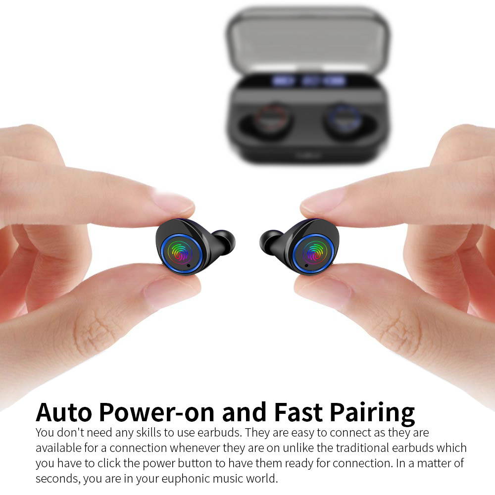 5pcs TWS Bluetooth 5.0 Wireless Earbuds With 4000Amh Charging Case IPX7 Waterproof TWS Stereo Headphones in-Ear Built-in Mic Headset Premium Sound with Deep Bass for Sport - Black