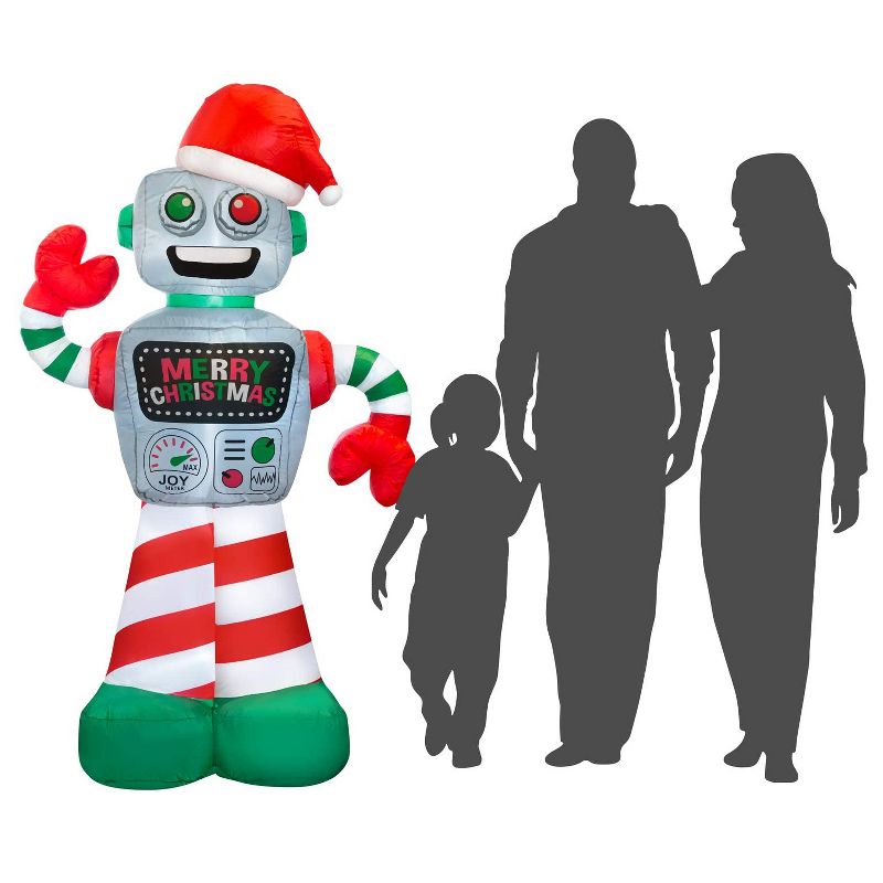 Holidayana 6 Foot Tall Giant Inflatable Robot Holiday Ornament Yard Decoration with Blower Fan, Tie Down Straps, and Ground Anchor Stakes