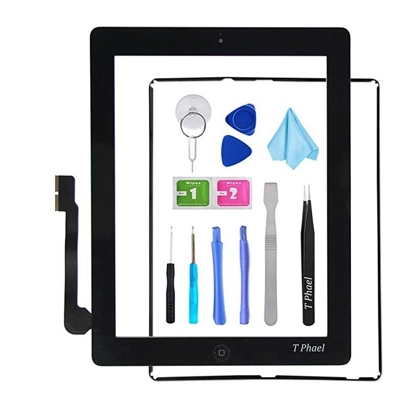 Black Screen Replacemenfor iPad 3 A1416 A1430 A1403iPad3 Touch Screen Digitizer FronGlass Assembly Includes Home Button +Camera Holder+ PreInstalled Adhesive +Tools Kit