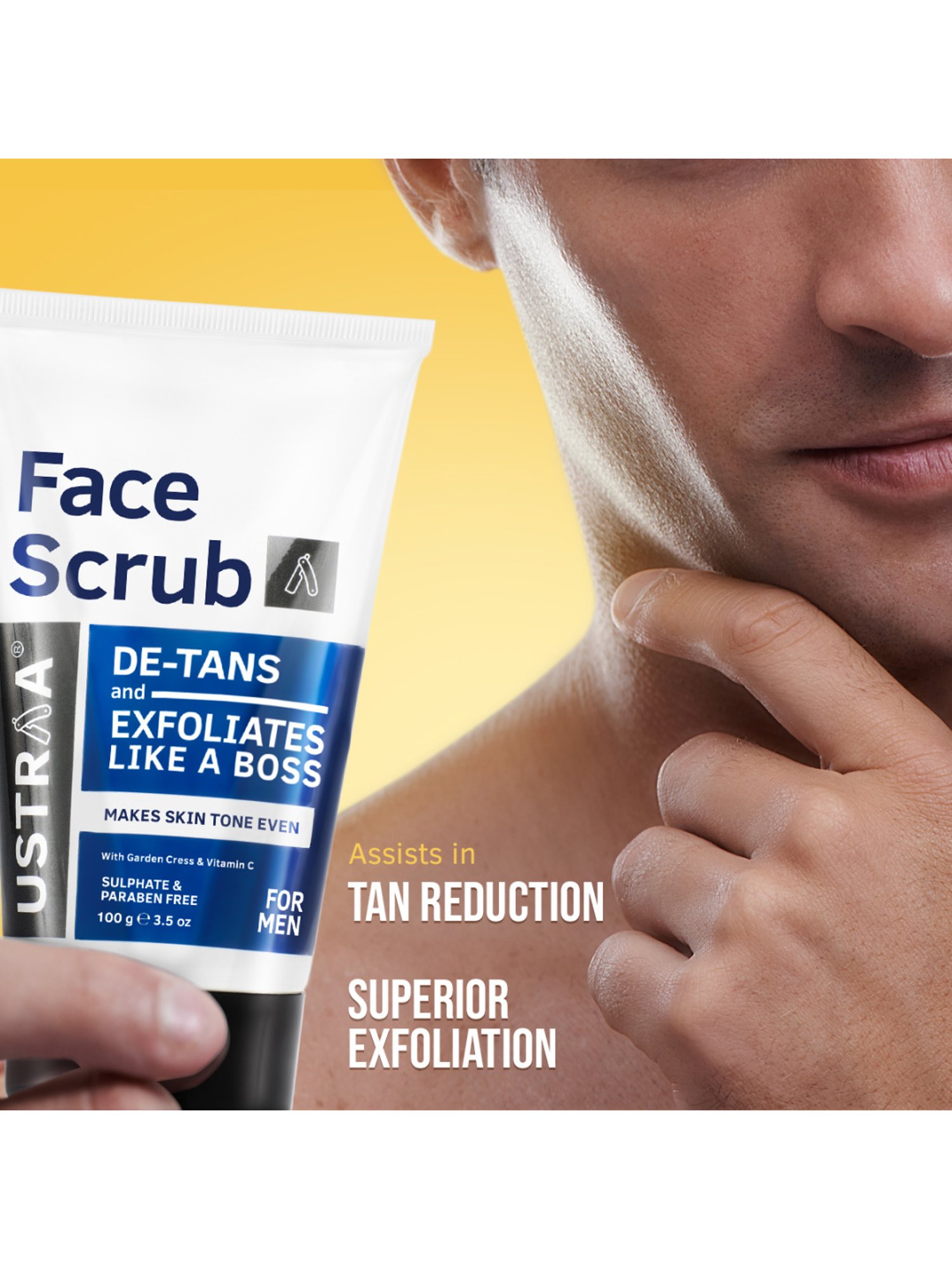 Ustraa Face Wash Oily Skin, Face Mask Oily Skin & DeTan Scrub