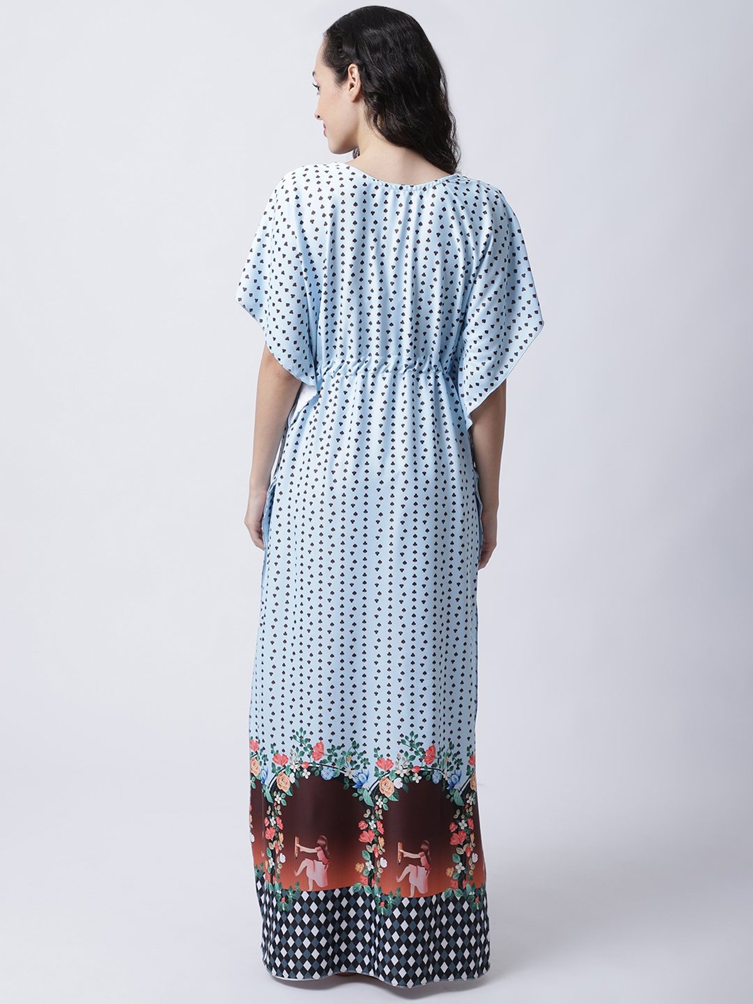 Secret Wish Light Blue Printed Kaftan Nighty