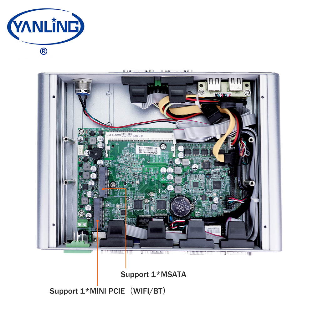 Fanless mini pc industrial computer Intel Core i5 6200U processor RS422 485 mini linux embedded pc for industrial 8GB Ram 128GB SSD