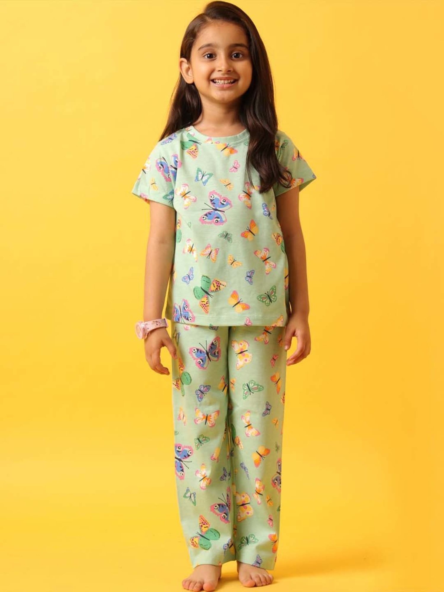 Anthrilo Kids Green Cotton Printed T-Shirt & Short