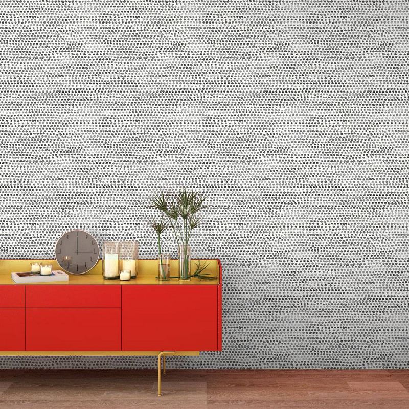 Tempaper Moire Dots Self-Adhesive Removable Wallpaper Black/White