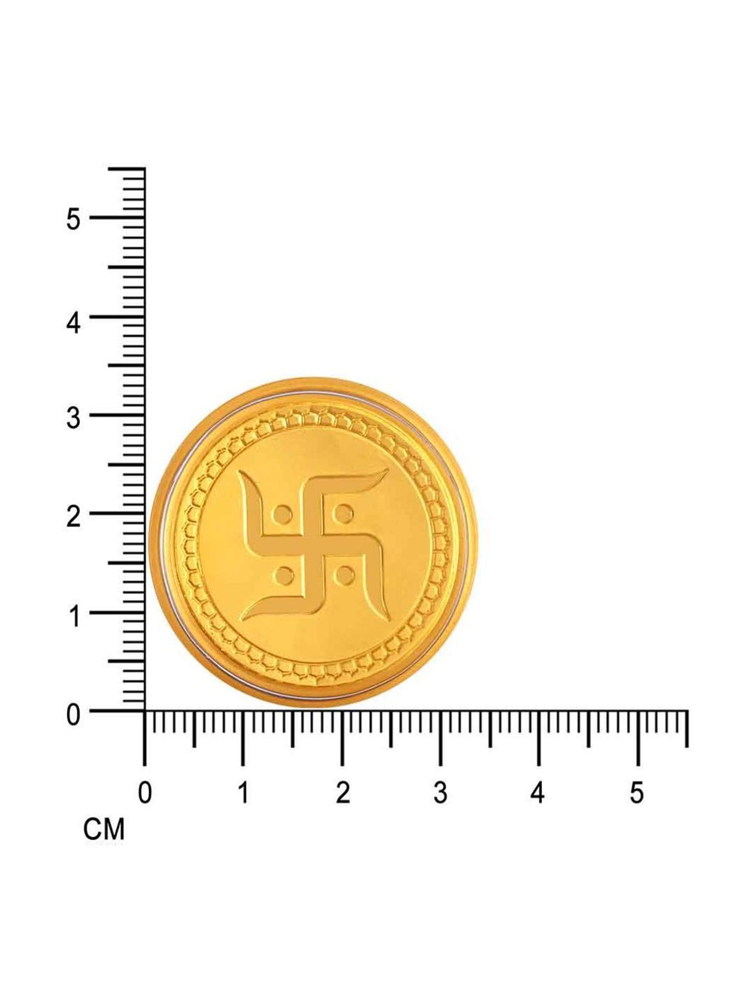 P.C. Chandra Jewellers Pooja Kalash-Inscribed 24k (999) 0.05gm Yellow Gold Foil Coin