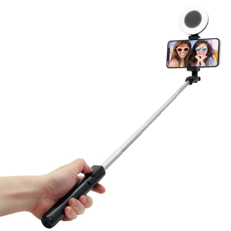 ReTrak Tripod Selfie Stick with LED Ring Light - Black