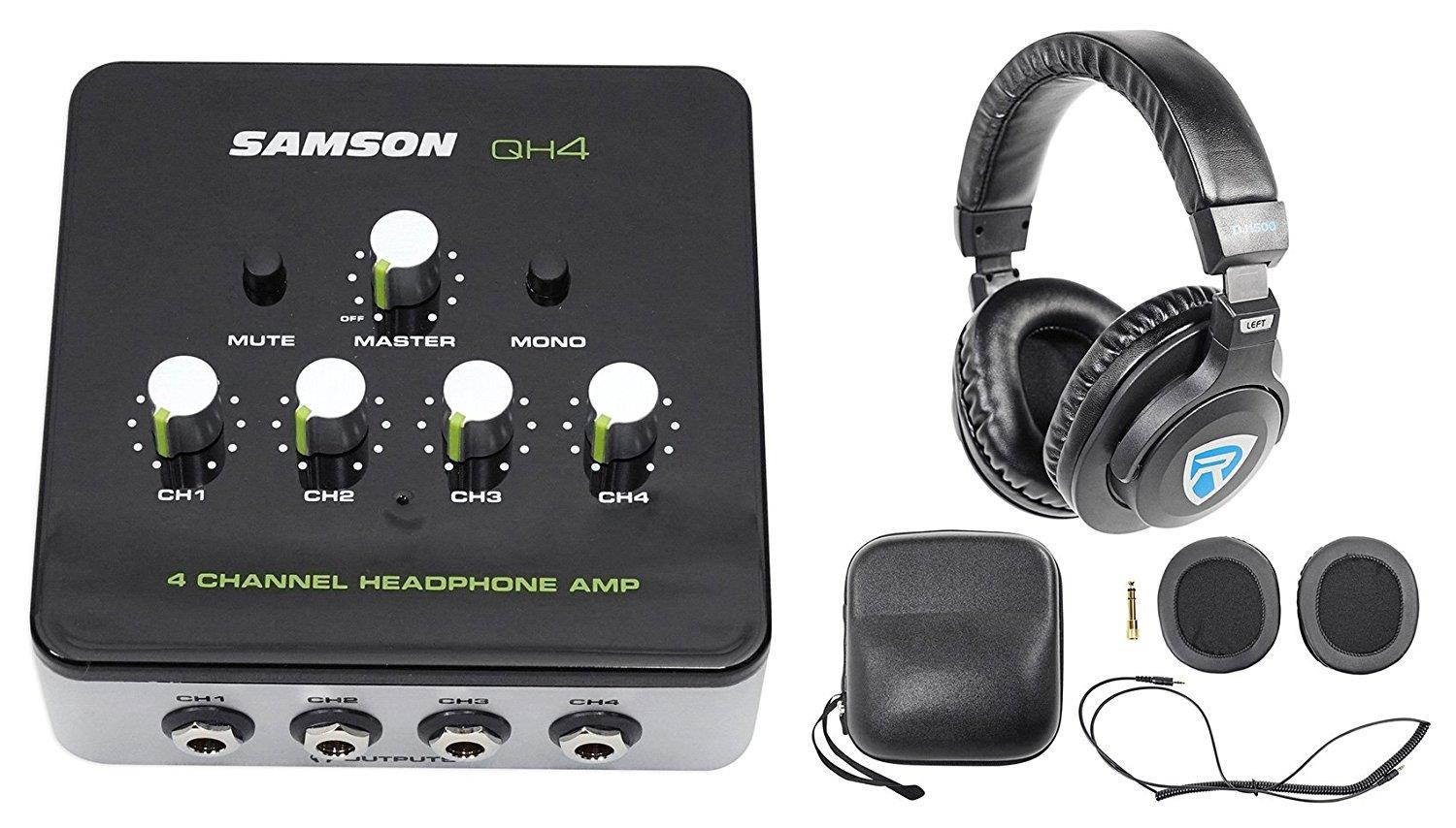 SAMSON QH4 4_Ch Stereo Studio Monitoring Headphone Amplifier Amp DJ Headphones