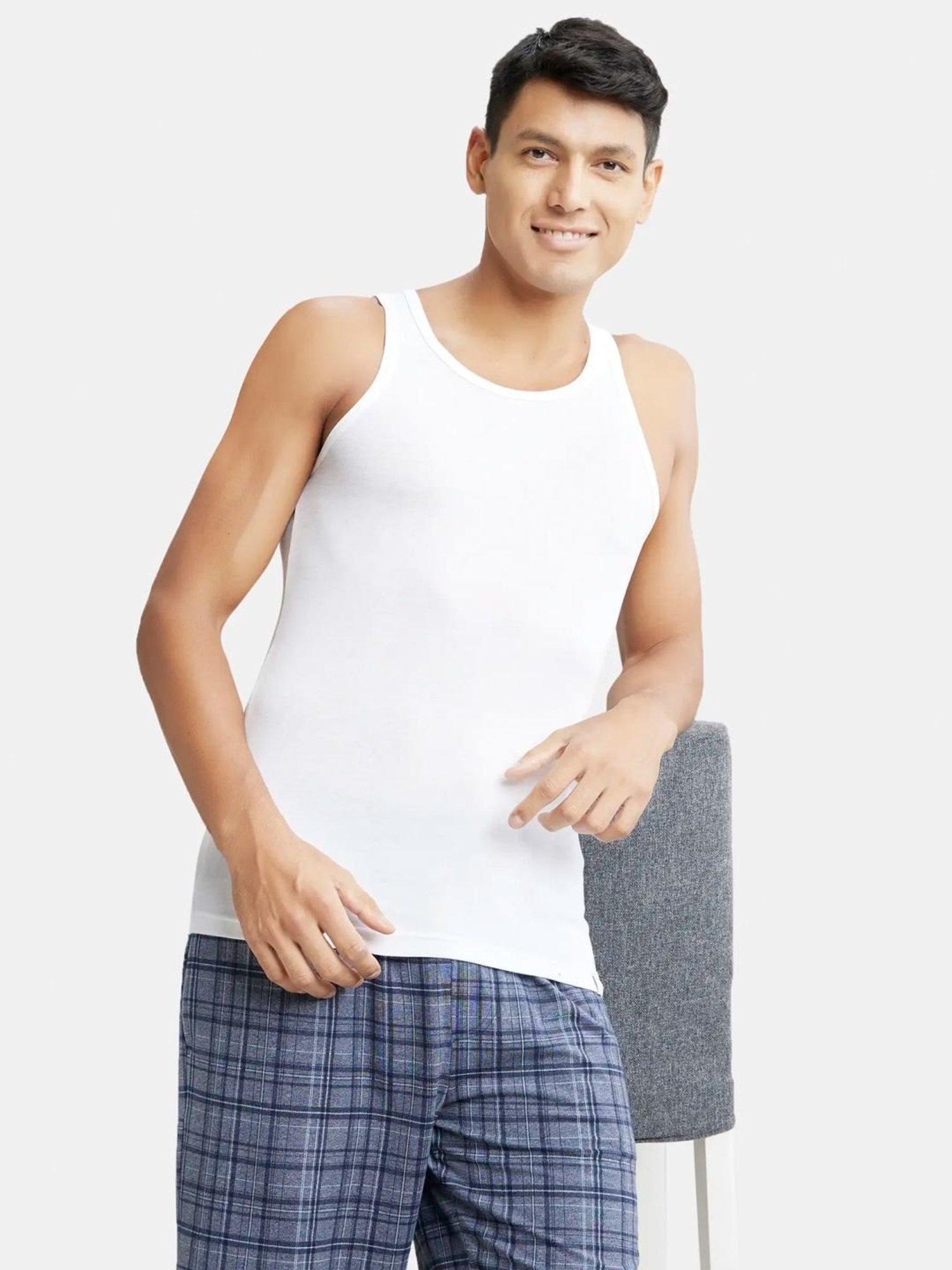 Cantabil Navy Blue Cotton Regular Fit Vest