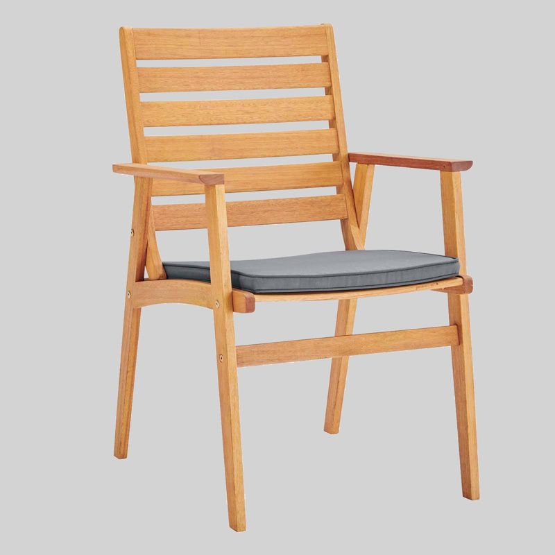 Syracuse 2pc Outdoor Patio Eucalyptus Wood Dining Chairs - Natural/Gray - Modway