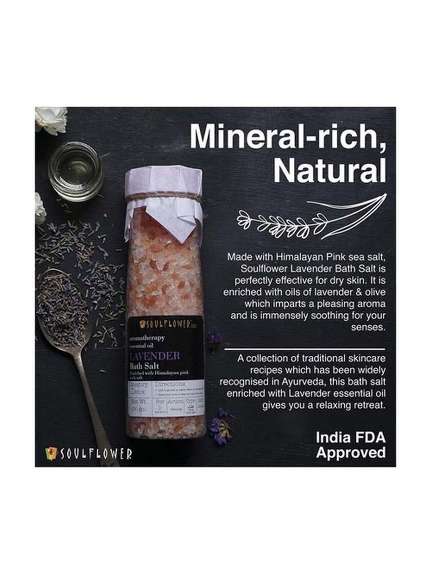Soulflower Lavender Himalayan Pink Rock Aroma Bath Salt - 500 gm