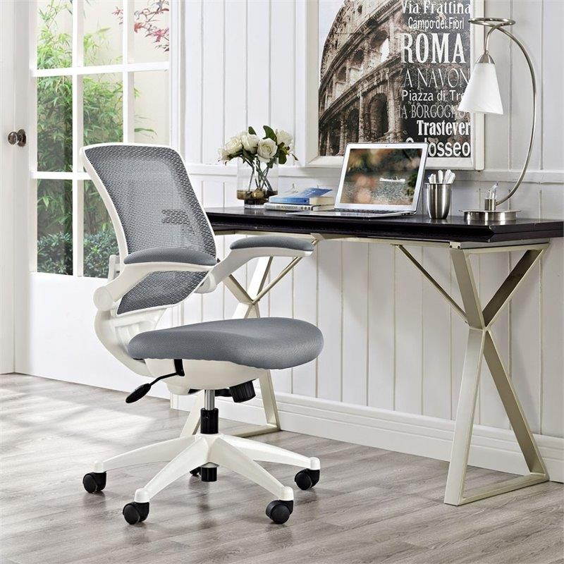 Edge White Base Office Chair in Gray