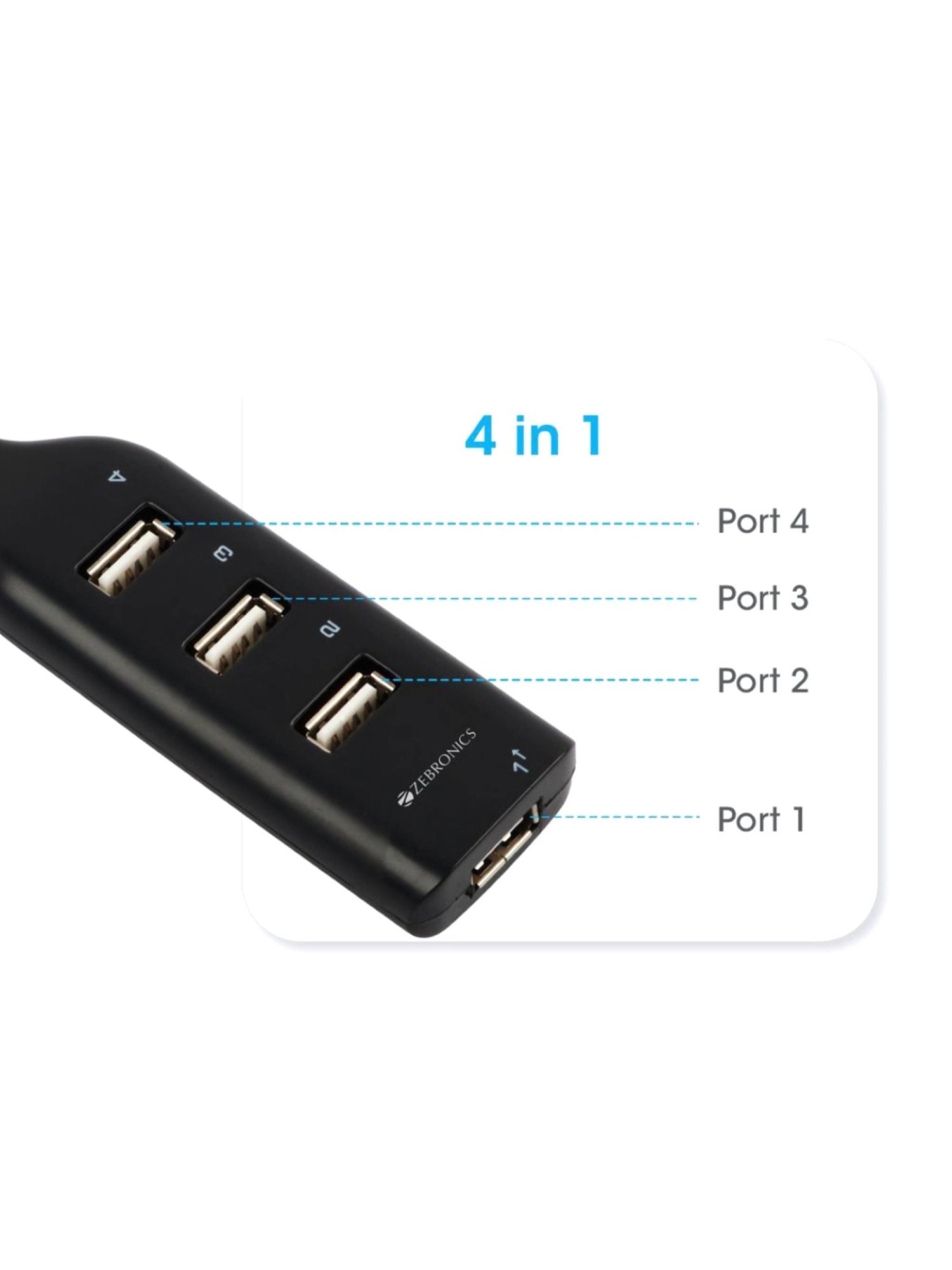 Zebronics Zeb-K20 Keyboard, ZEB-WING Wired Optical Mouse & ZEB-90HB USB Hub Combo Set (Black)
