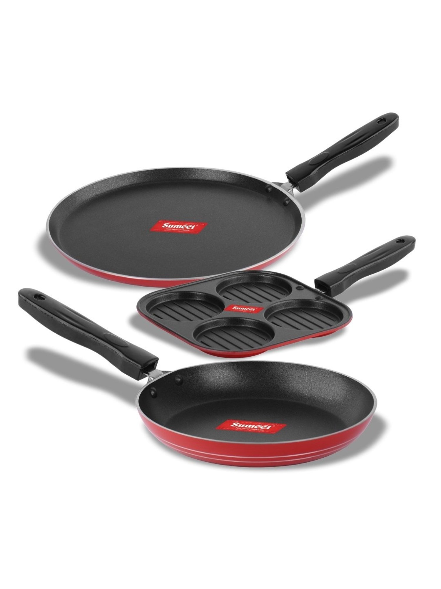 Sumeet NonStick 3pc Combo Set of 2.6mm Thick(Dosa Tawa+Mini Multi Snack Maker+Tapper pan)