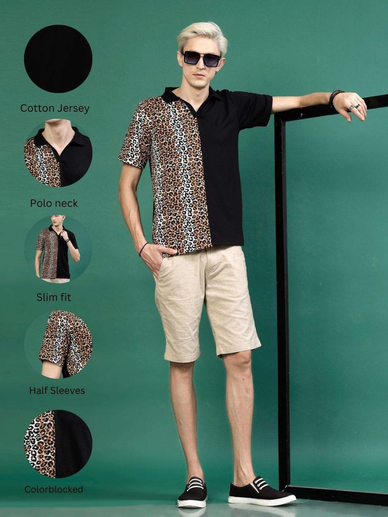 Rigo Black Cotton Slim Fit Printed Polo T-Shirt
