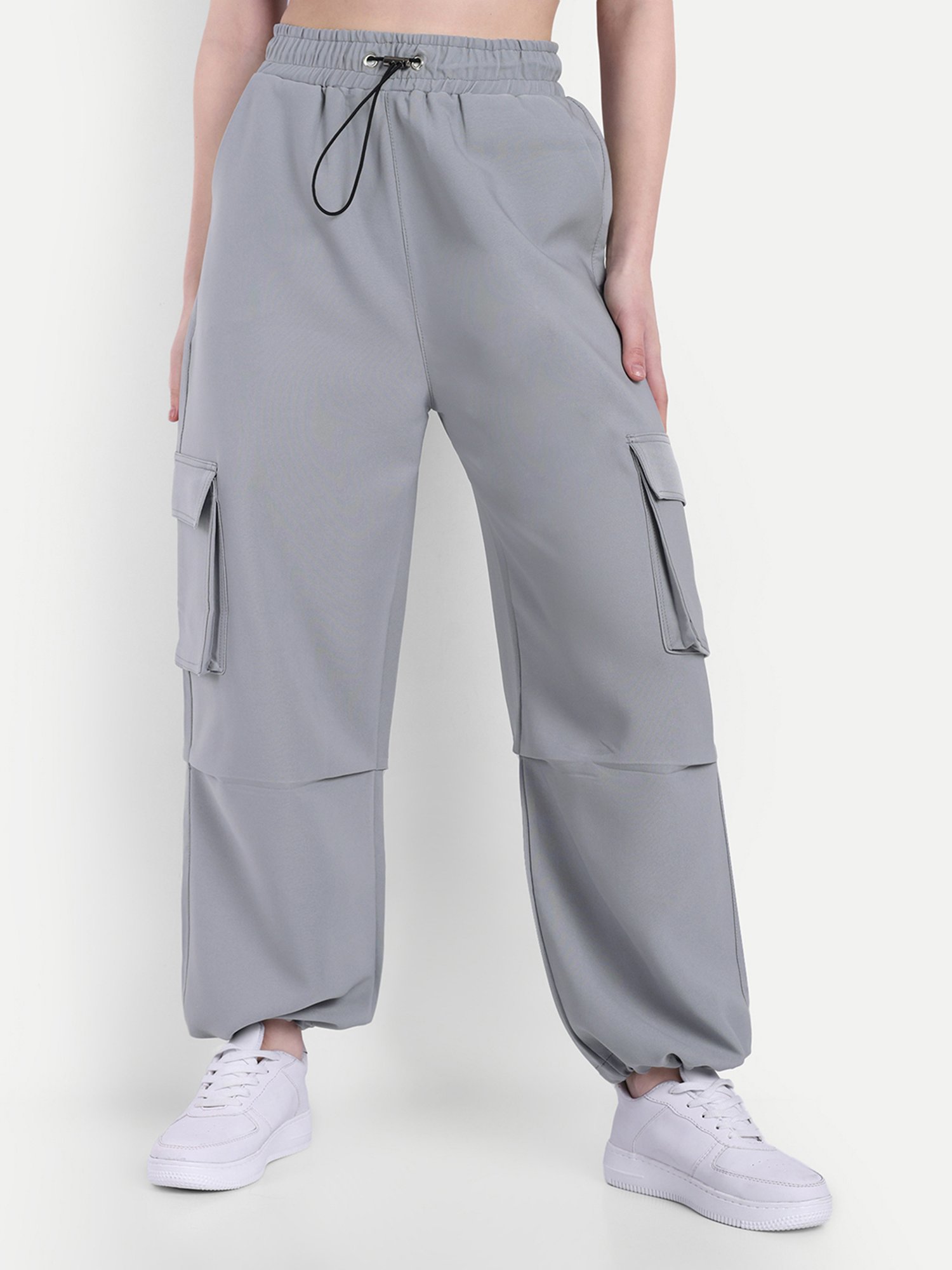 BROADSTAR Women Grey Loose Fit Parachute Pants