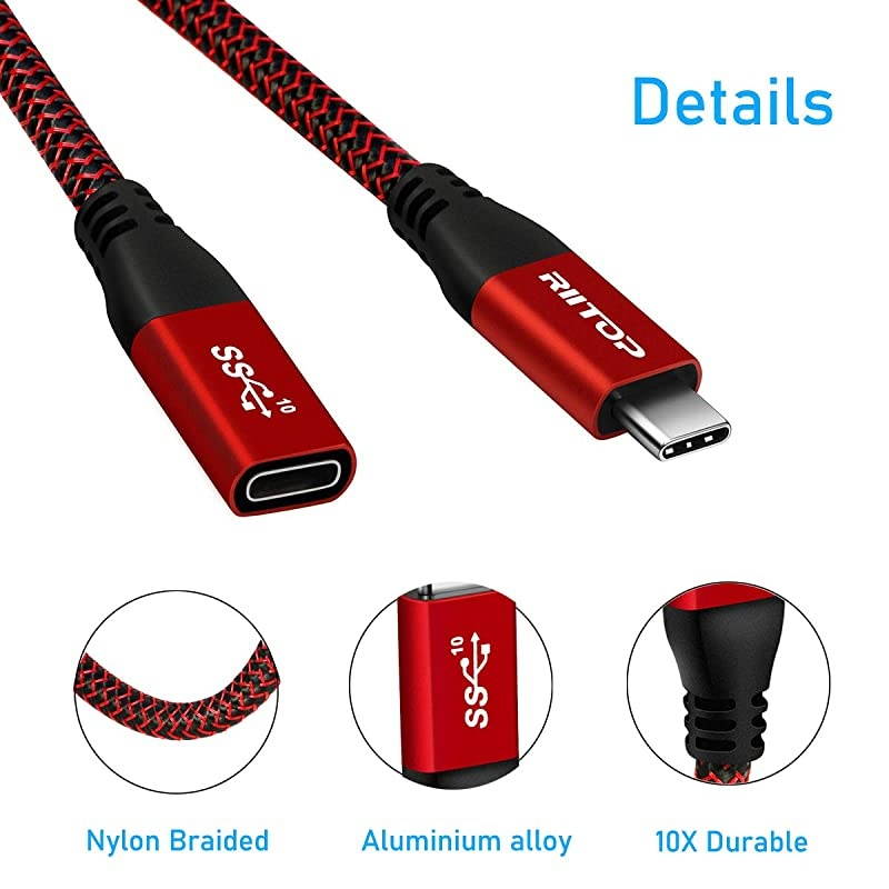 USB C Extension Cable Short2Pack USBC Male to Female Extender Braided Cord for Nintendo Switch MacBook Pro 78inch