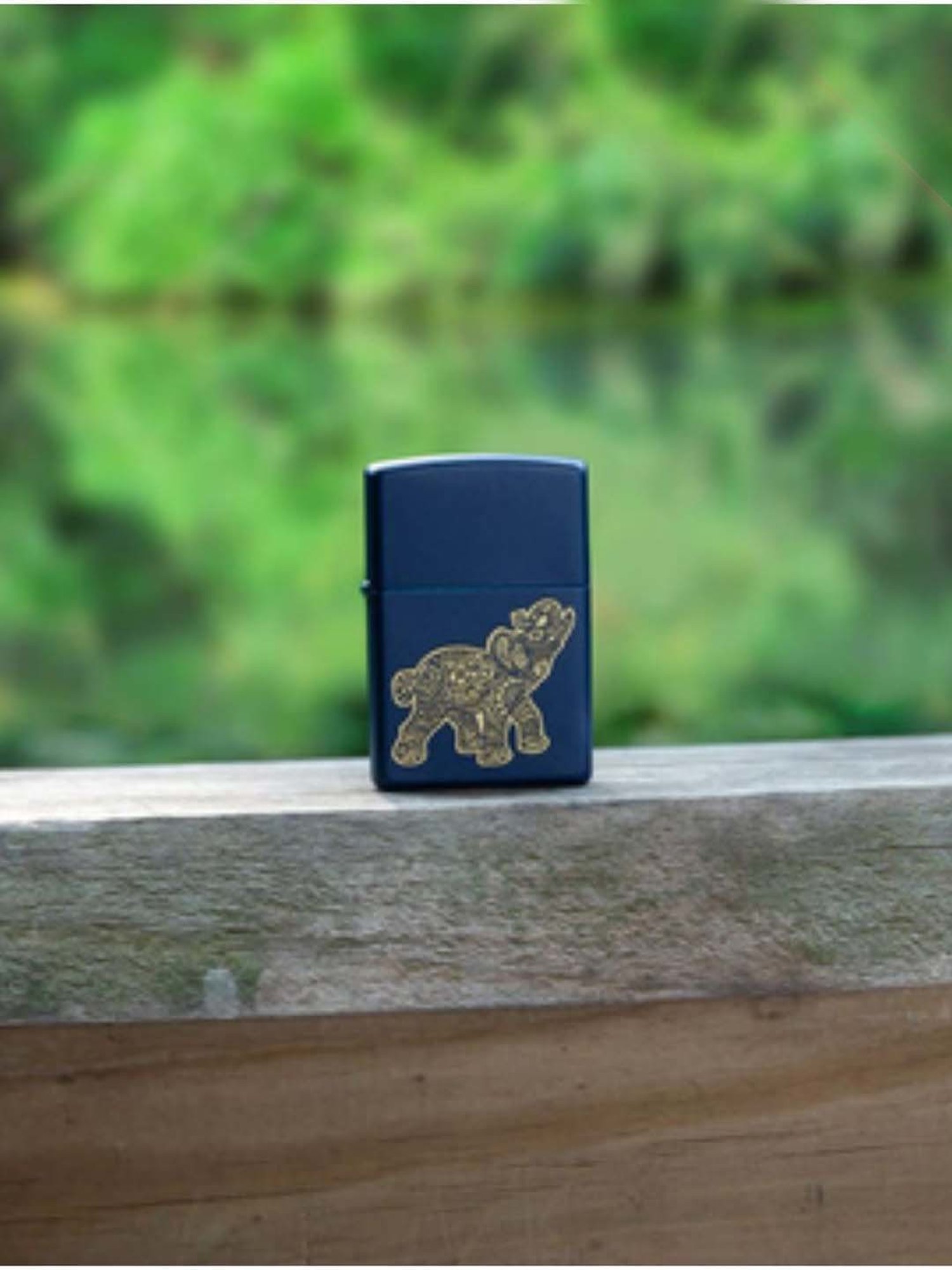 Zippo Sapphire Blue Lucky Elephant Design Brass Pocket Lighter