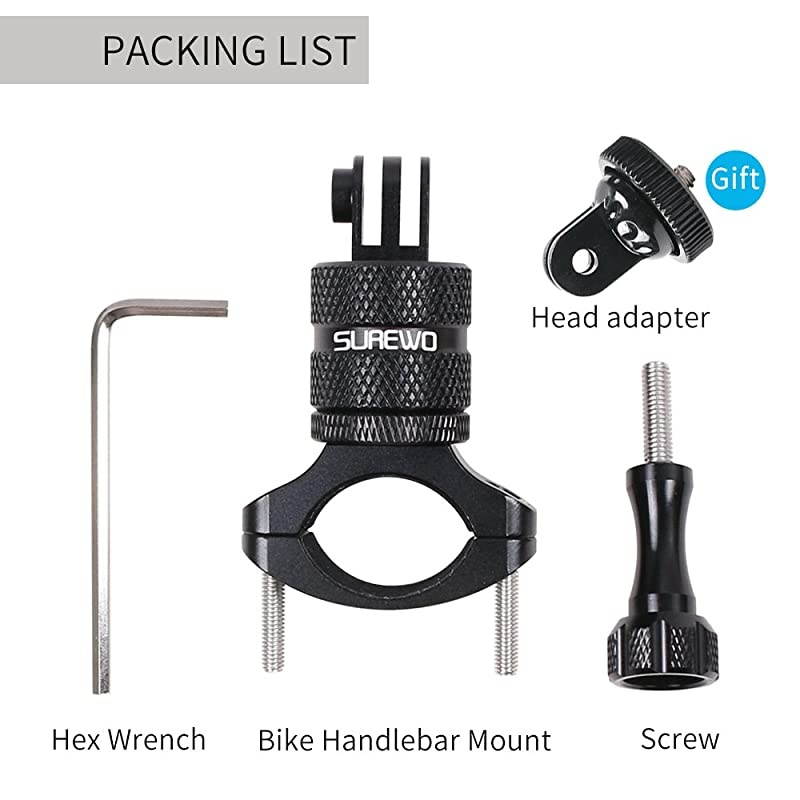 Bike Handlebar Mount360 Degrees Rotation Aluminum Bicycle Seatpost Mount Compatible with GoPro Hero 872018 6 5 Black4 Session4 Silver3+DJI Osmo ActionAKASOYICampark and More