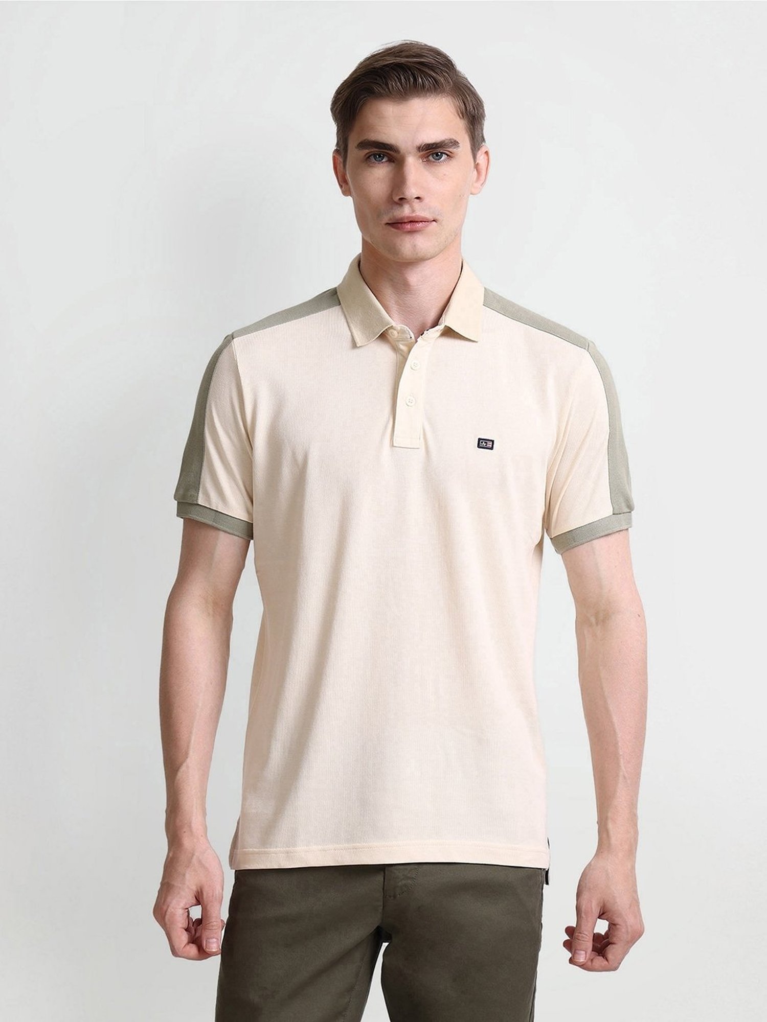 Arrow Beige Cotton Regular fit Others Polo T-Shirt