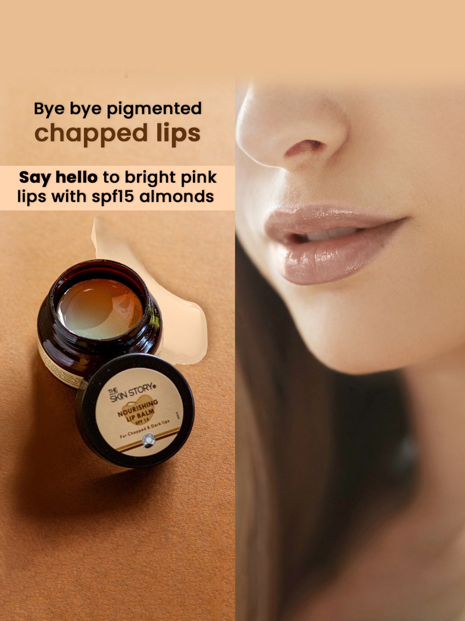 The Skin Story Almond Oil Nourishing Lip Balm SPF 15 for Chapped & Dark Lips - 25 gm