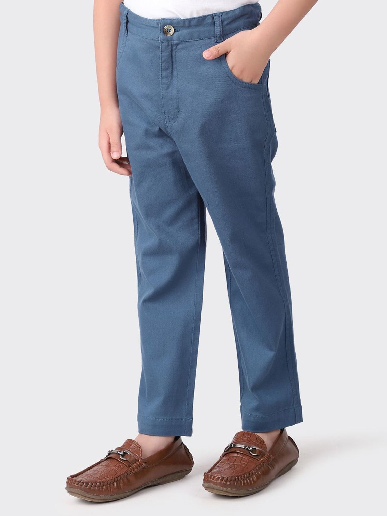 Fabindia Kids Navy Cotton Regular Fit Pants