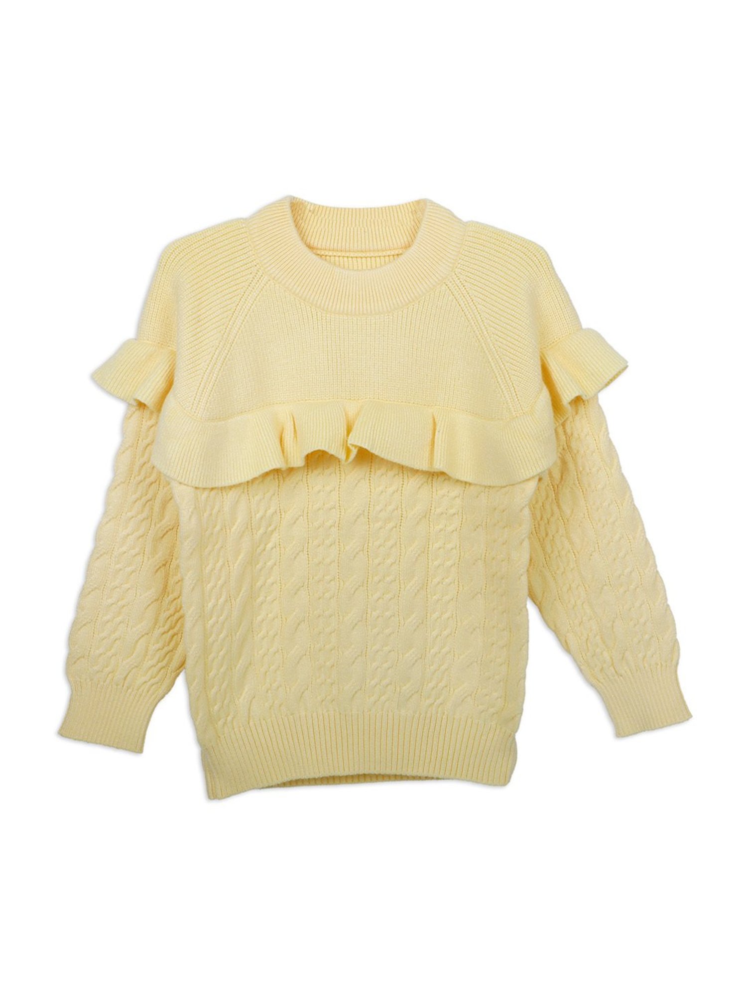 Elle Kids Black Solid Full Sleeves Sweater